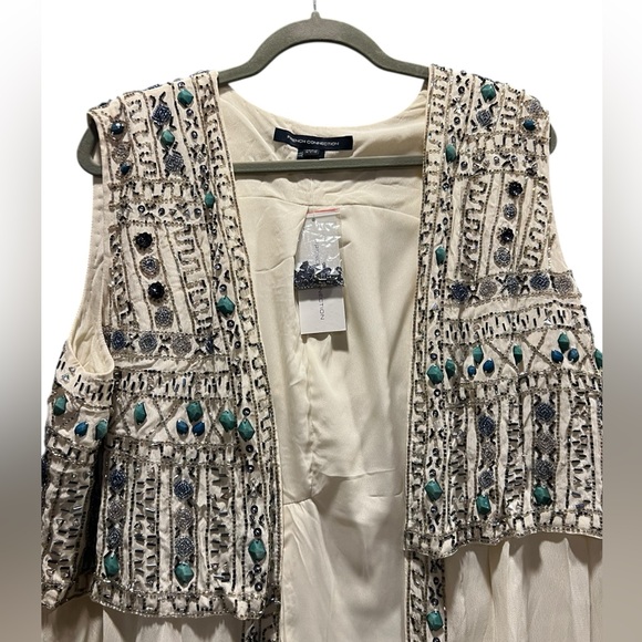 French Connection Ivory and Teal Embellished vest/waistcoat size 10 - Picture 5 of 9